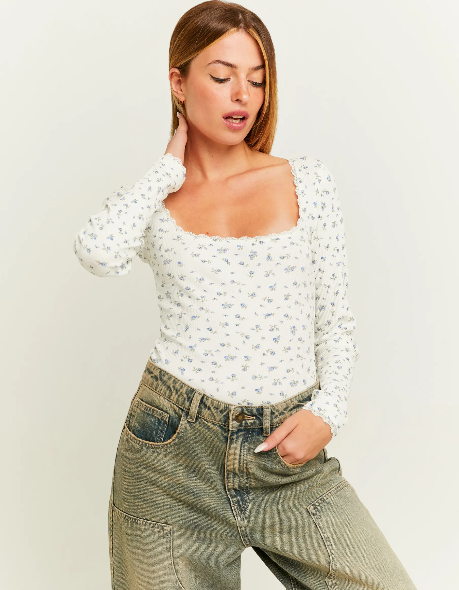 Tally Weijl Body^Body A Fiori con Dettaglio in Pizzo