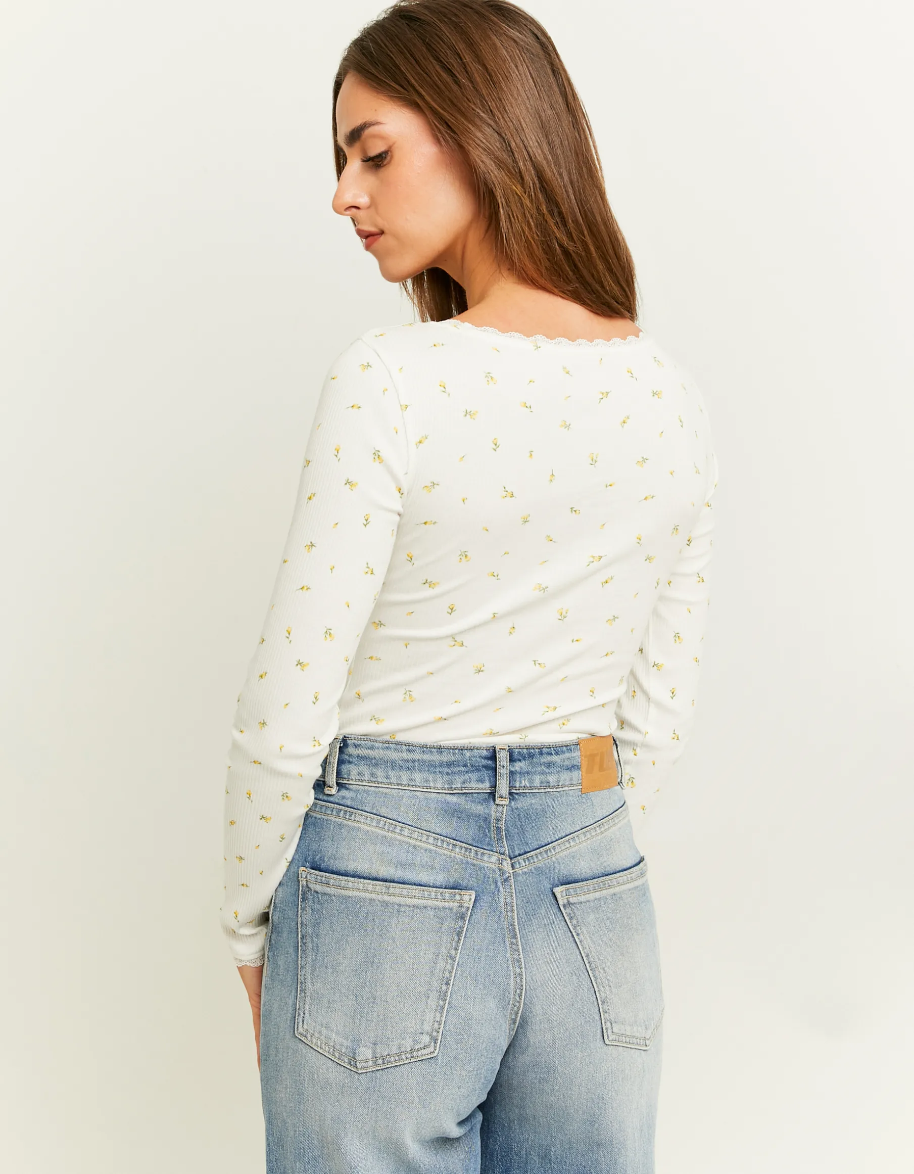 Tally Weijl Magliette Basiche | Body^Body Basico a Fiori con Dettaglio in Pizzo