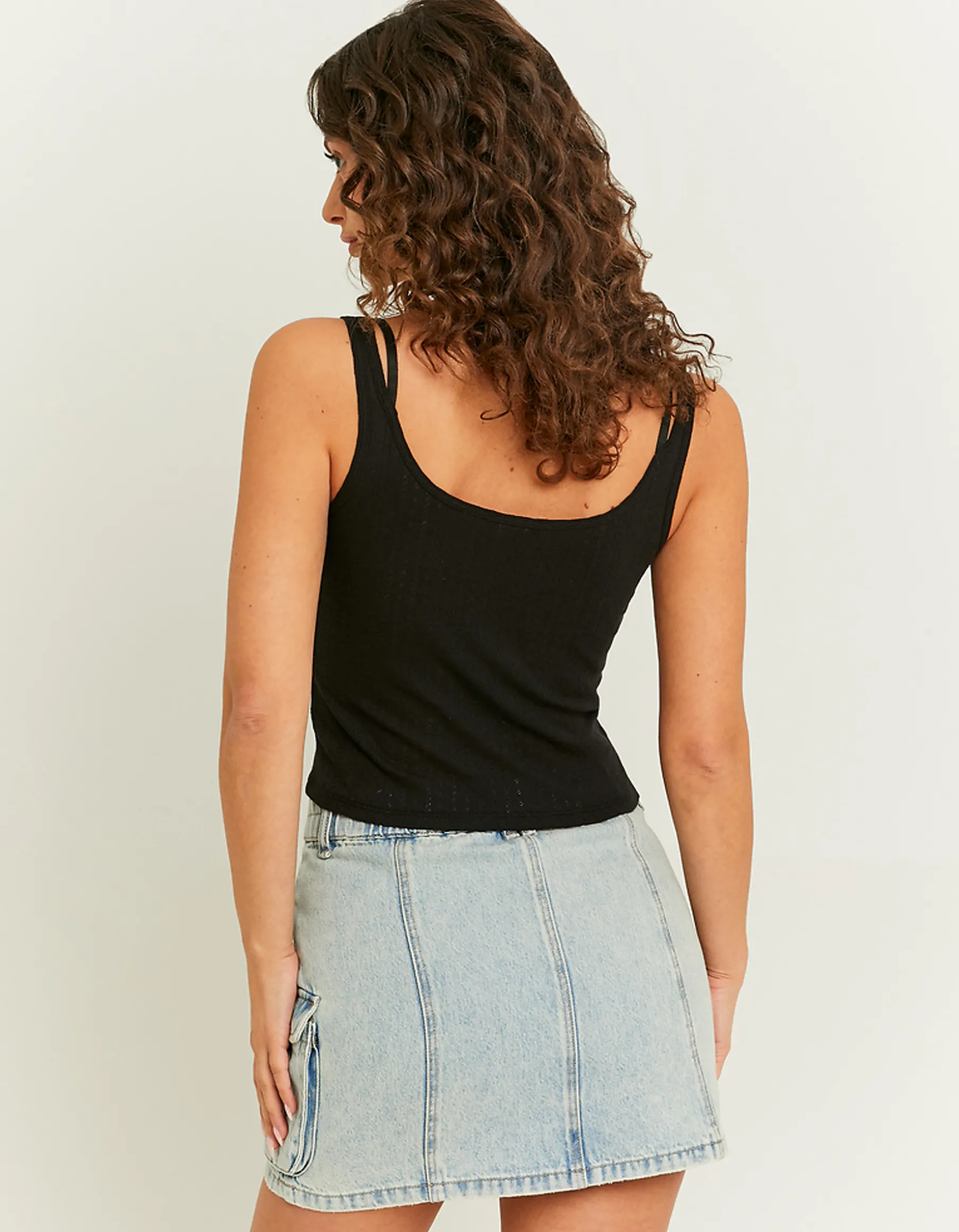 Tally Weijl Magliette Basiche^Canottiera Basica Nera con Inserto in Pizzo