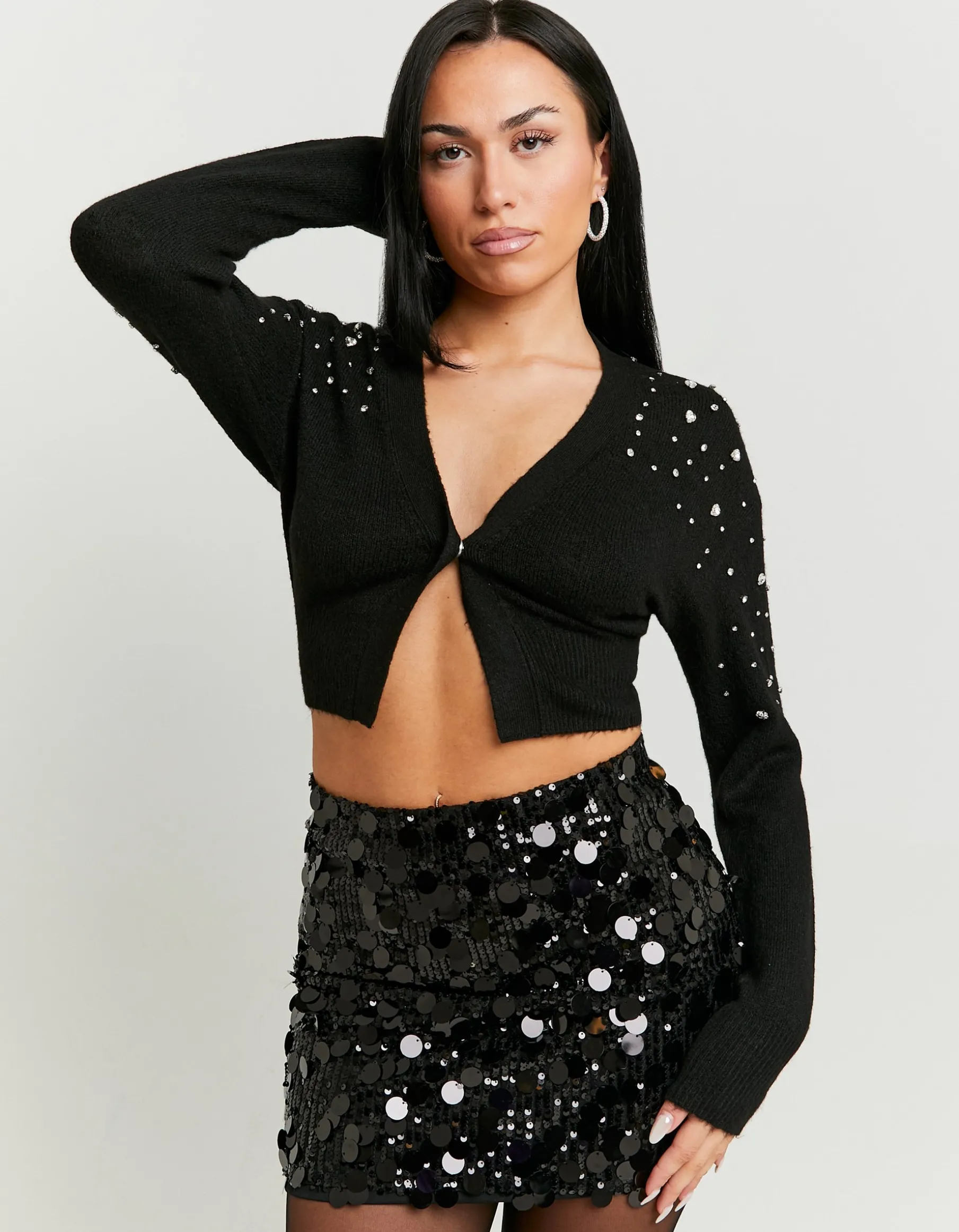 Tally Weijl Maglieria^Cardigan Corto con Spilla Fiocco in Strass