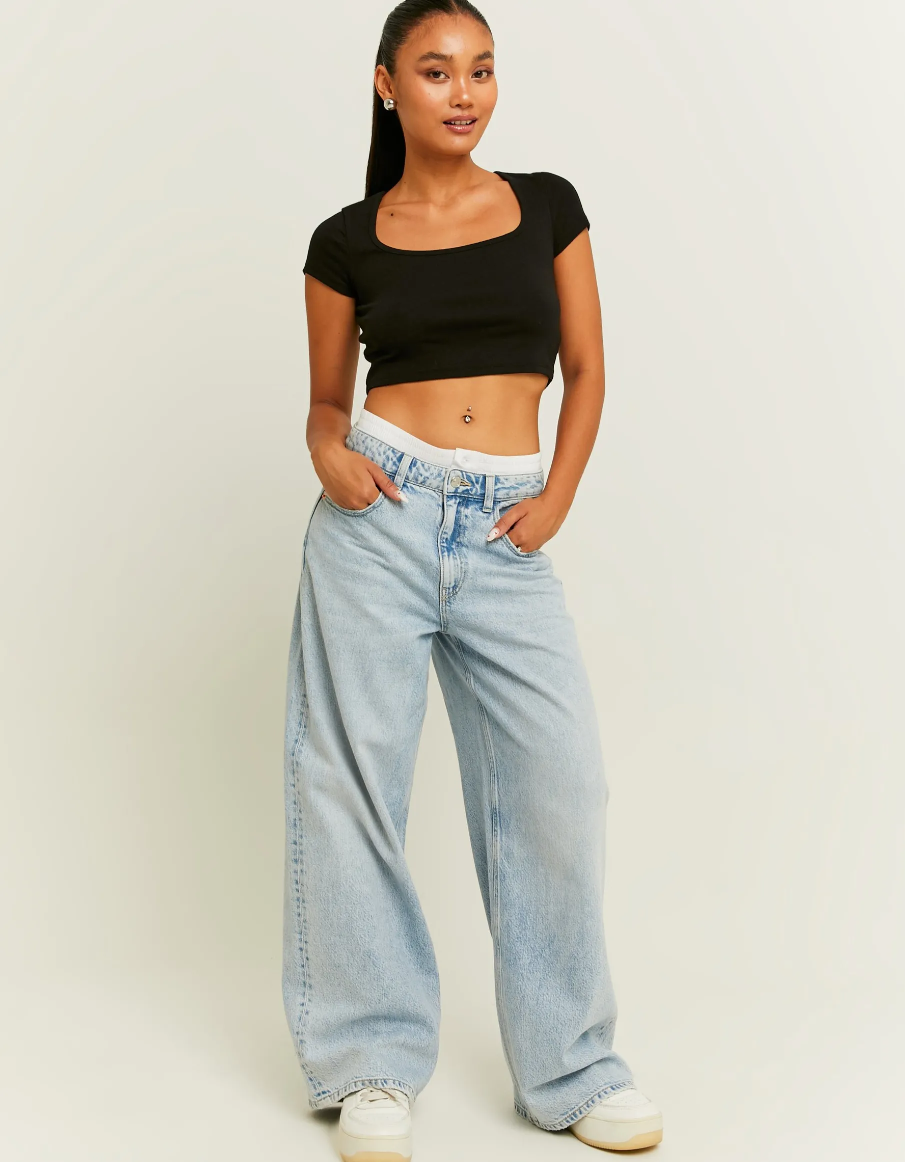 Tally Weijl Jeans^Jeans Skater con Dettaglio Boxer in Vita