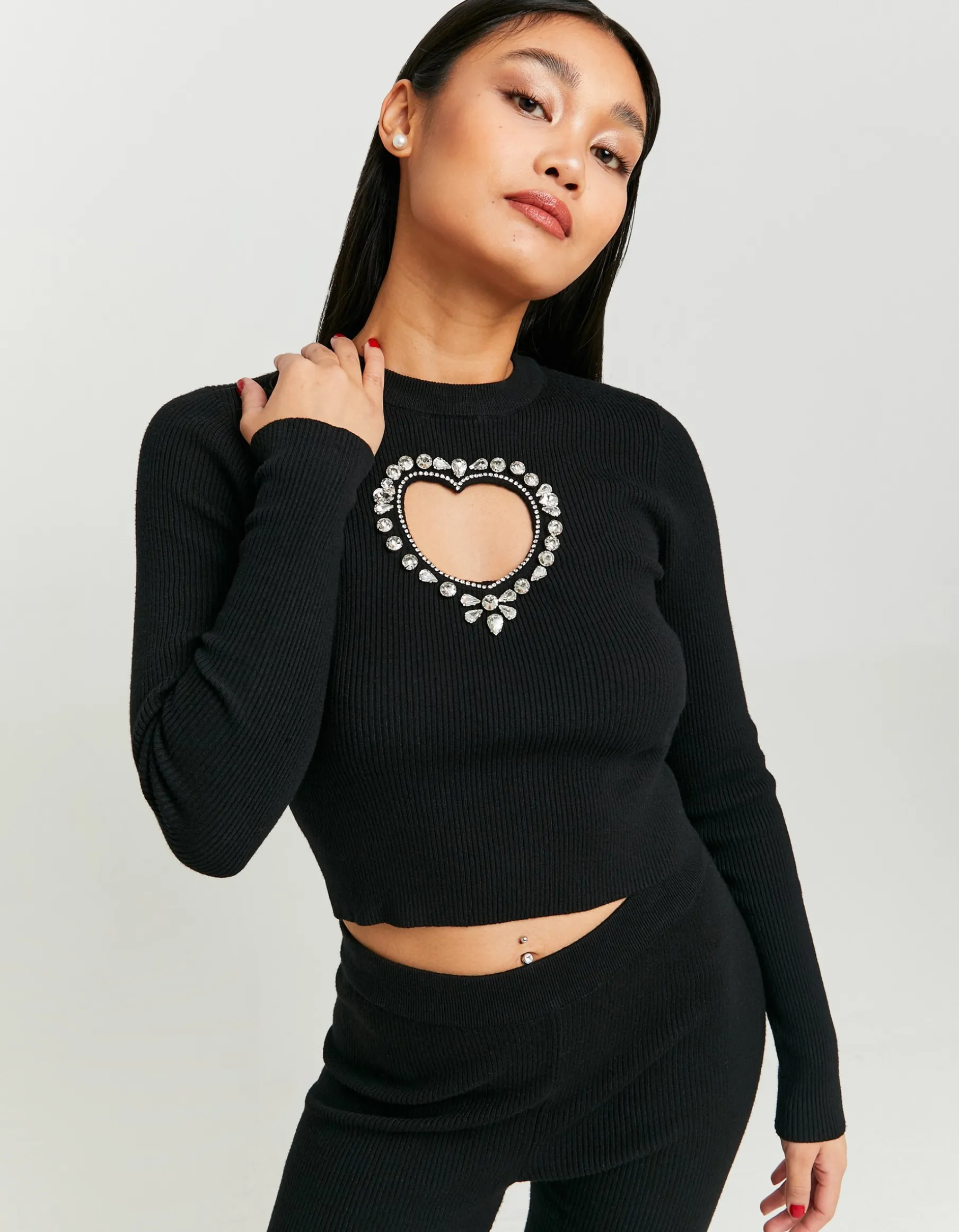 Tally Weijl Maglieria | Total Look^Maglione Aderente con Cut out a Cuore e Strass