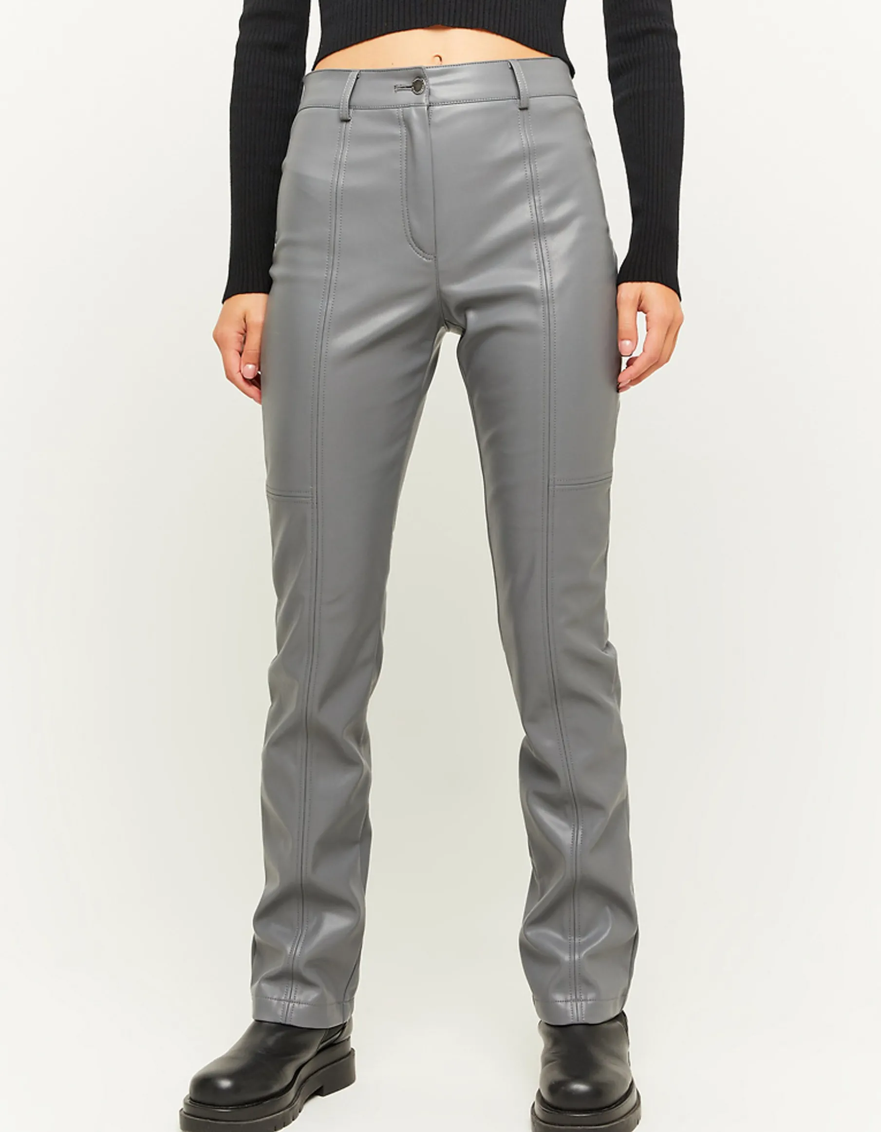 Tally Weijl Pantaloni^Pantaloni Straight Leg In Similpelle Grigi