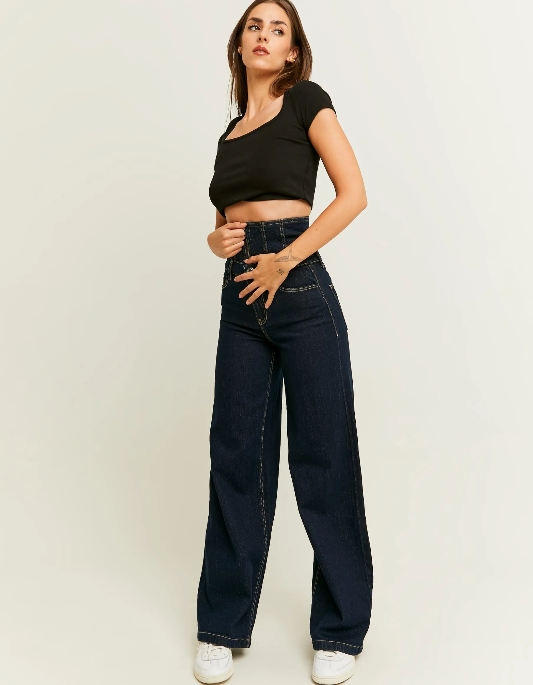 Tally Weijl Jeans^Wide Leg Jeans con Dettagli in Vita